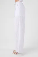 Women's Striped Wide-Leg Pants in White/Lavender Large