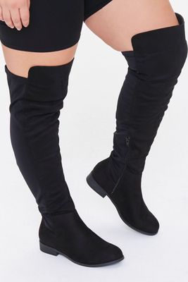 Women's Thigh-High Faux Suede Boots (Wide) Black,