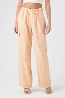 Women's Poplin Cargo Joggers in Peach Medium