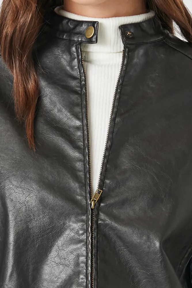 Women's Faux Leather Zip-Up Jacket