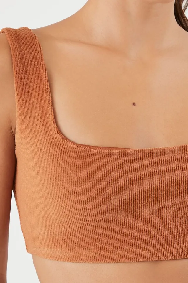 Forever 21 Women's Seamless Strappy Sports Bra in Chestnut Small