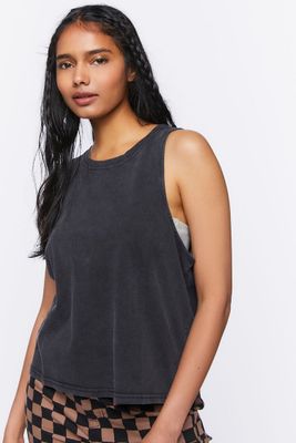 Women's Mineral Wash Muscle T-Shirt in Charcoal Small