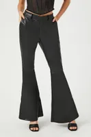 Women's Faux Leather Flare-Leg Pants