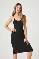 Women's Lace-Trim Lingerie Midi Slip Dress in Black Medium