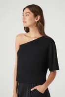 Women's One-Shoulder Top in Black Medium