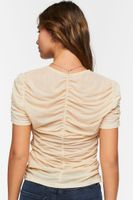 Women's Ruched Keyhole Top Beige