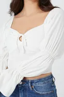 Women's Bell-Sleeve Crop Top White