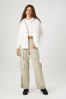 Women's Twill Dolphin-Hem Shacket in Ivory Medium