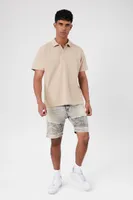 Men Moto Denim Shorts Light Denim,