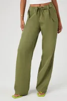 Women's Drawstring Wide-Leg Pants in Olive Medium