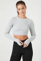 Women's Active Seamless Cutout Crop Top in Heather Grey Medium