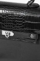 Women's Faux Croc Crossbody Bag in Black