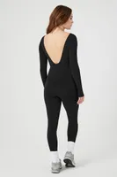 Women's Fitted Open-Back Jumpsuit in Black Large