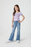 Girls Puff-Sleeve Poplin Top (Kids)