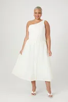 Women's Satin A-Line Midi Skirt Ivory,