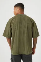 Men Textured Crew Neck T-Shirt in Olive Small