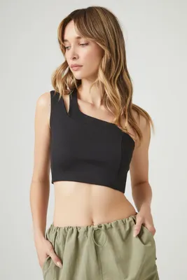 Women's One-Shoulder Cutout Crop Top