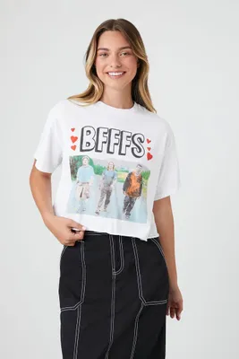 Women's Cropped BFFFS Graphic T-Shirt in White, L/XL