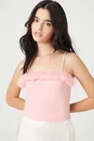 Women's Angel Faux Fur-Trim Cami Top in Pink Medium