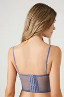 Women's Velvet Bustier Cropped Cami in Heather Blue Medium