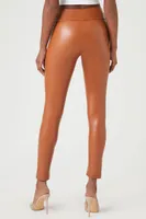 Women's Faux Leather High-Rise Leggings in Chestnut Small