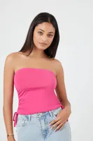 Women's Ruched Drawstring Tube Top in Pink, XL