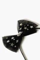 Girls Rhinestone Bow Headband (Kids) in Black