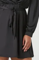 Women's Mock Wrap Mini Dress in Black, 4X