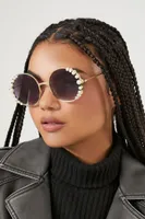 Faux Pearl Round Sunglasses in Gold