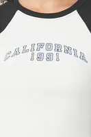 Women's California 1991 Raglan T-Shirt in White Small
