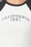 Women's California 1991 Raglan T-Shirt in White, XS