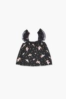 Girls Cupid Print Ruffle-Strap Top (Kids) in Black, 9/10