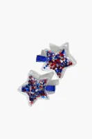 Girls Confetti Star Hair Clip Set (Kids) in Blue/Red