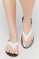 Women's Faux Leather Thong Sandals in White, 8