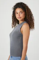 Women's Crew Raglan Tank Top in Charcoal Small