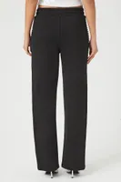 Women's French Terry Rhinestone Wide-Leg Pants in Black Medium