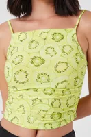 Women's Kiwi Print Cropped Cami in Green Medium