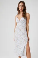 Women's Floral Print Tie-Back Midi Dress Light