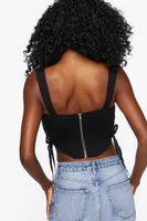 Women's Lace-Up Bustier Crop Top in Black Small