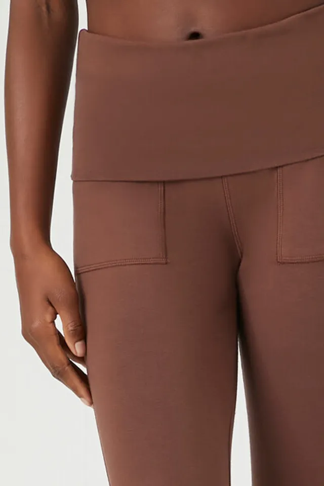 Forever 21 Women's Active Flare Pocket Leggings in Chocolate Large