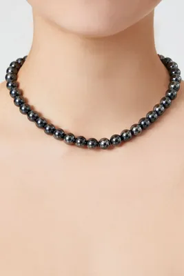 Women's Faux Pearl Bead Necklace in Grey