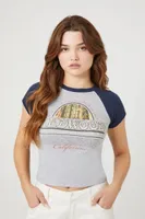 Women's Redwood Graphic Raglan T-Shirt in Heather Grey Large