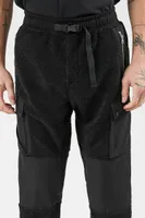 Men Faux Shearling Mixed Media Joggers in Black Medium