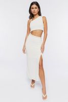 Women's One-Shoulder Cutout Midi Dress in Vanilla Large