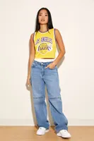 Women's Los Angeles Lakers Mesh Tank Top in Yellow, XS