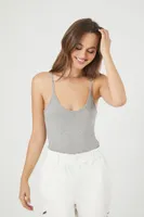 Women's Basic Cami Bodysuit in Heather Grey, XL