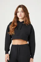 Women's Fleece Cropped Hoodie in Black Medium