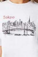 Women's Tokyo Drop-Sleeve Graphic T-Shirt in Heather Grey, XL