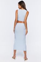 Women's Slinky Crop Top & Midi Skirt Set Blue