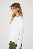 Women's Layered Combo Top in White, XS